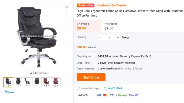 The $8 chair costs a TON to ship.