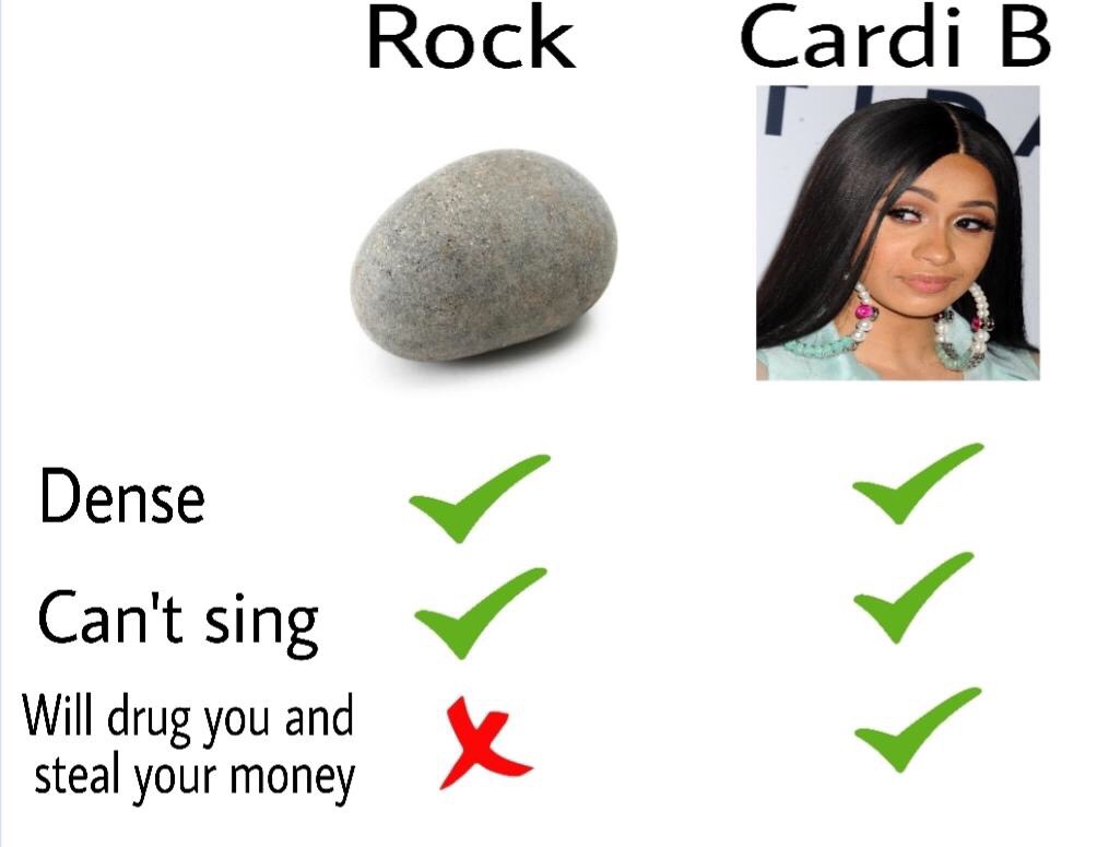 cardi b vs rock - Rock Cardi B CardiB Dense Can't sing Will drug you and steal your money