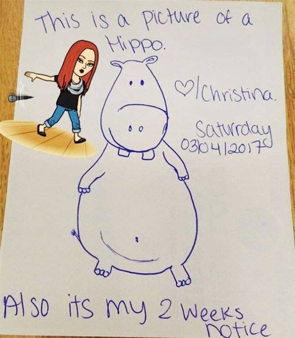 cartoon - of a This is a picture Hippo. Christina Oo Saturday 030420170 Also its my 2 Weekse