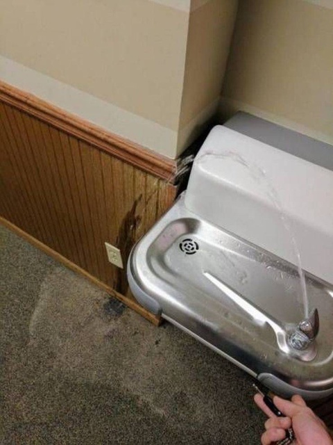 facepalm fail water fountain electrical outlet