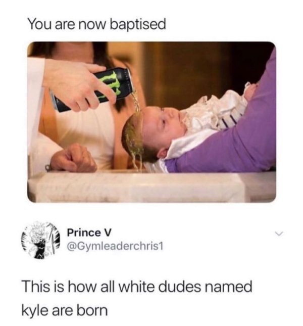dudes named kyle memes - You are now baptised G oa erance leaderchris Prince v This is how all white dudes named kyle are born