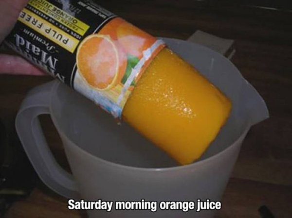 frozen orange juice in a can - Saturday morning orange juice "Maid Premium Pulp Free Orange Juis