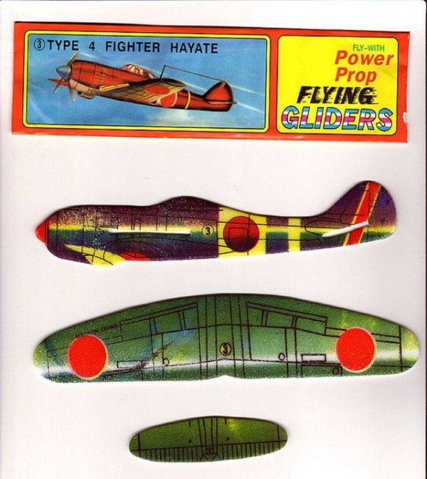 80s polystyrene airplane - 3 Type 4 Fighter Hayate FlyWith Power Prop Flying Gliders