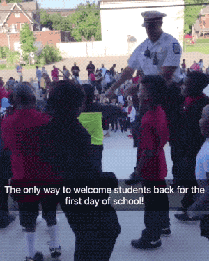 crowd - The only way to welcome students back for the first day of school!