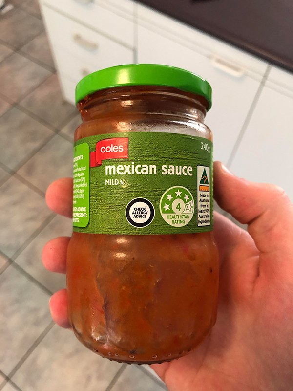 achaar - coles mexican sauce Mild Ce Check Nilergy Advice Health Star Rating Australia grader