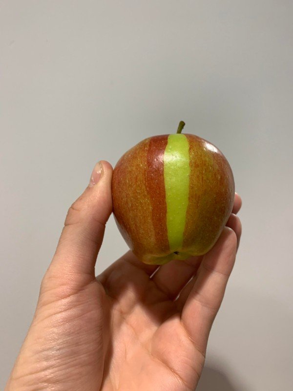 Cool stripe on an apple.