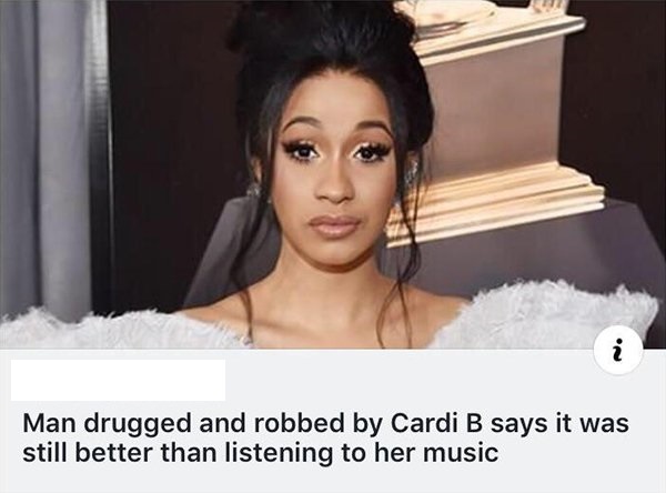savage comeback cardi b black - Man drugged and robbed by Cardi B says it was still better than listening to her music