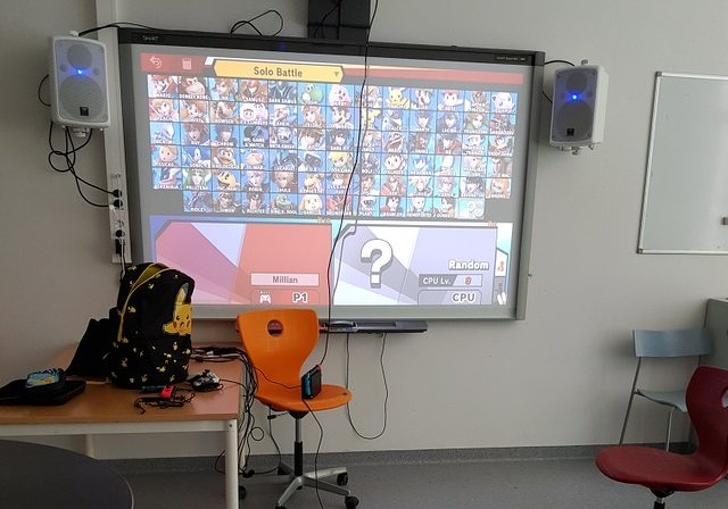 Students who finish their tasks can go play video games in this room.