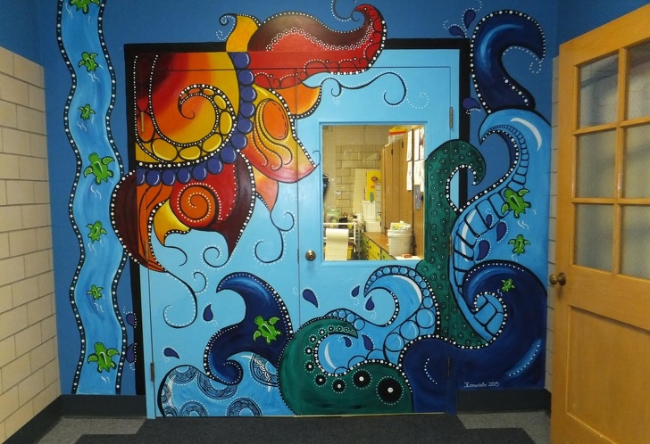 Art teacher painted her door.