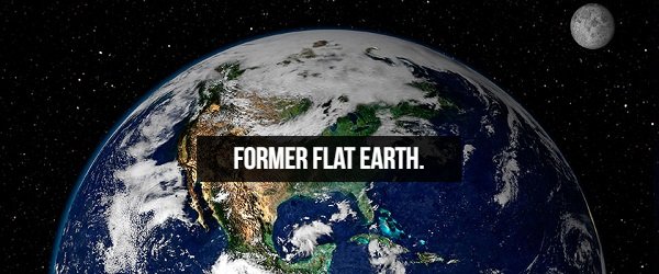 The Earth used to be flat, but the meteorite that wiped out the dinosaurs folded the flat Earth round. The dinosaurs now live on the inside of the planet.