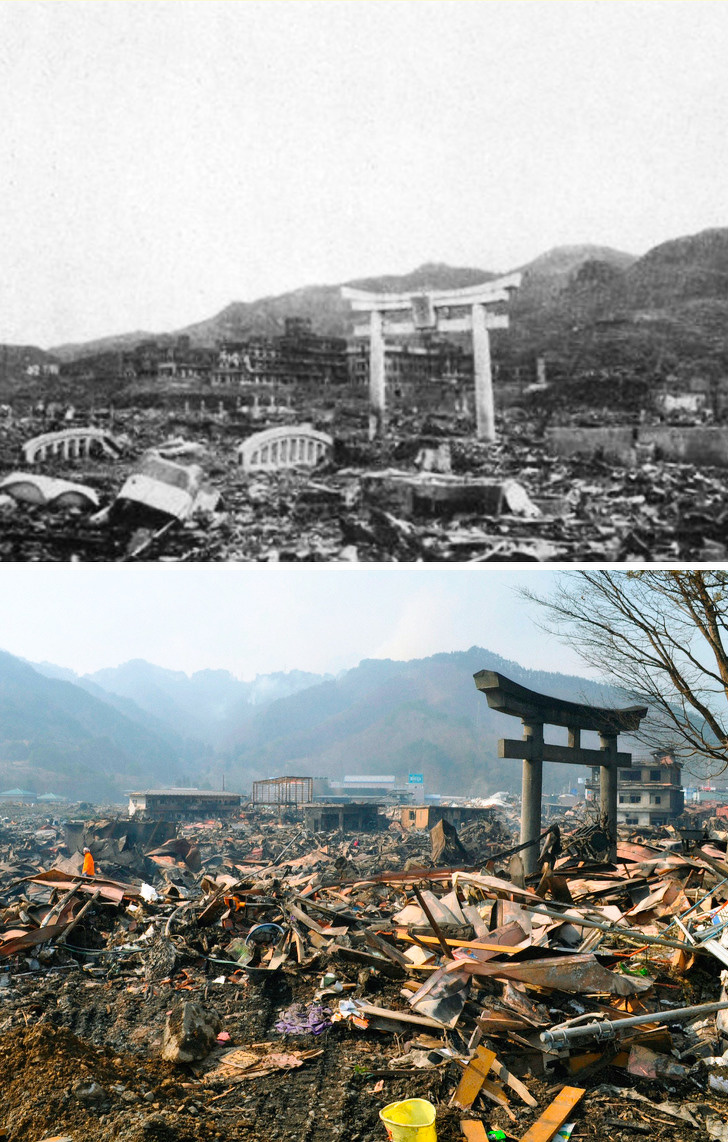 Arches that survived the 1945 Nagasaki bombing and a 2011 earthquake.