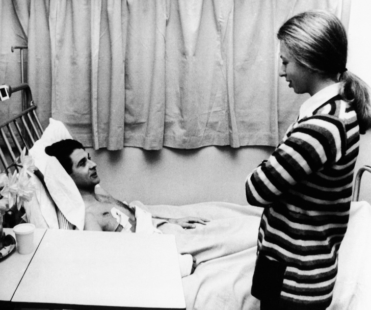 Princess Anne visits her bodyguard, he was shot 3 times in an assassination attempt against her, 1974.