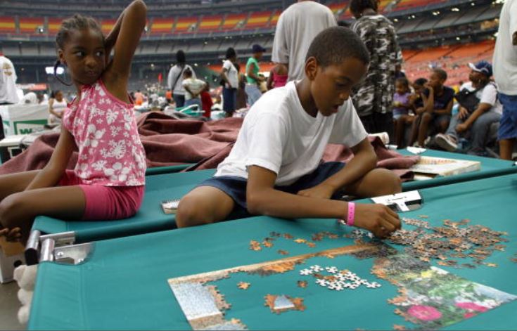 Evacuees of hurricane Katrina, 2005.