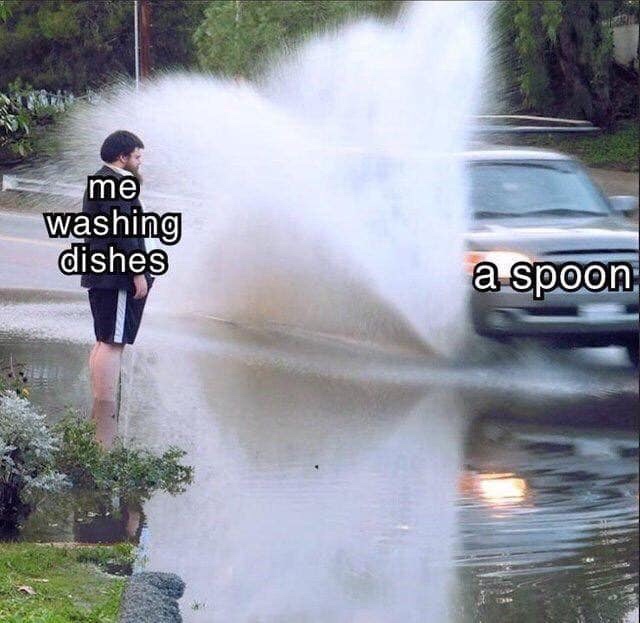 me washing dishes a spoon - me washing dishes a spoon