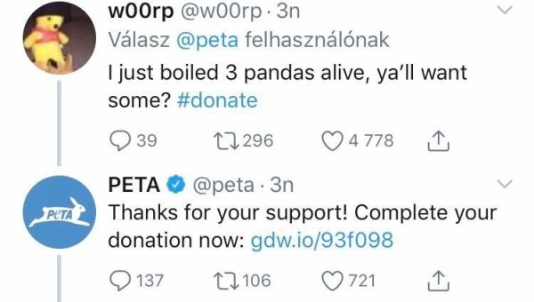 diagram - woorp . 3n Vlasz felhasznlnak I just boiled 3 pandas alive, ya'll want some? 9 39 27296 4778 Peta 3n Thanks for your support! Complete your donation now gdw.io93f098 9 137 22106 721 1 Peta