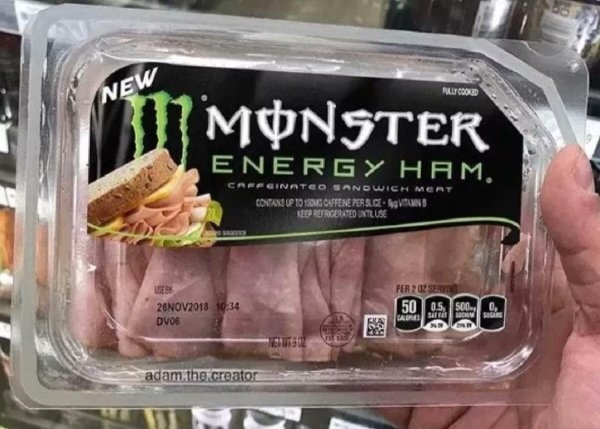 monster energy ham - New Fully Cooked Monster Energy Ham. Caffcinatco Sandwich Mert Contano Up To 150MG Caffene Per Alce Vitamin Refrigeratedtluse Per 20 Serie 26 DV06 adam the creator