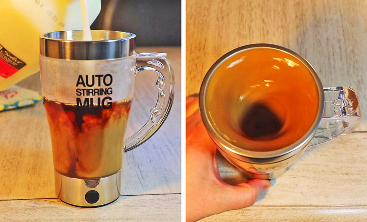 Auto stirring mug.