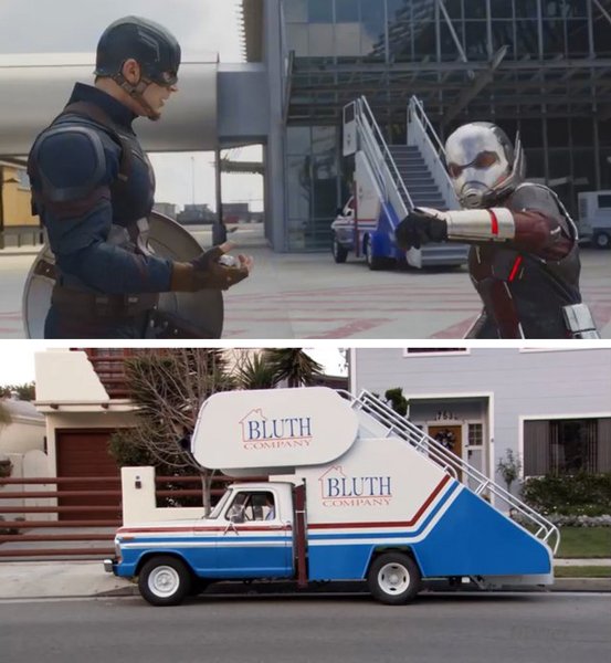 Captain America: Civil War (2016) - The Bluth family car from arrested development is in the background during the big fight scene.