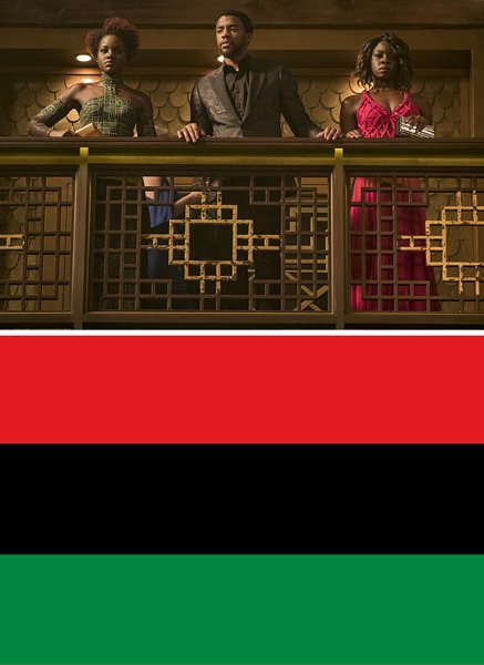 Black Panther, 2018) - In the Casino, the colors of their clothing are the same colors as the pan African flag.