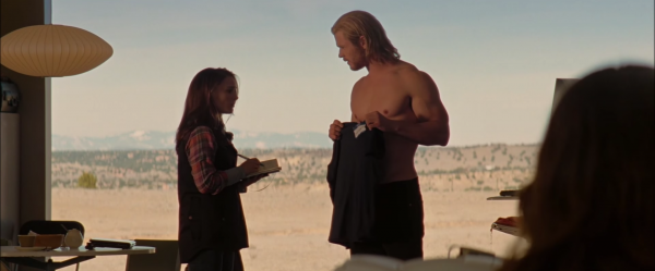 Thor (2011) - Donald Blake is on the shirt Jane hands him, Donald Blake is the human alter ego of Thor in the comics.