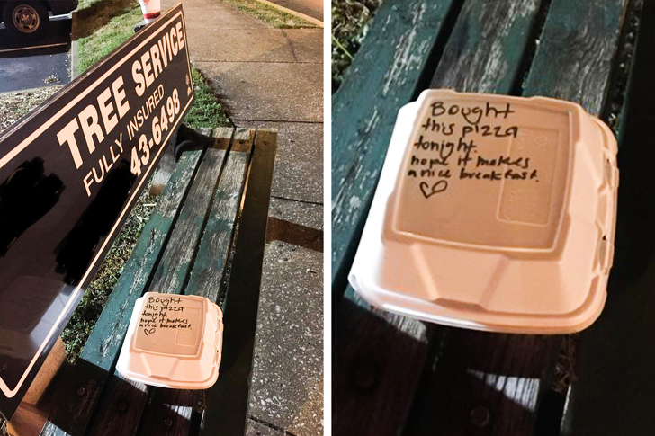 Food left for homeless people.