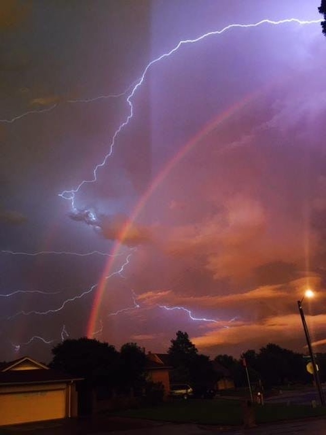 Lightning in the sky after a stormy night in Texas.