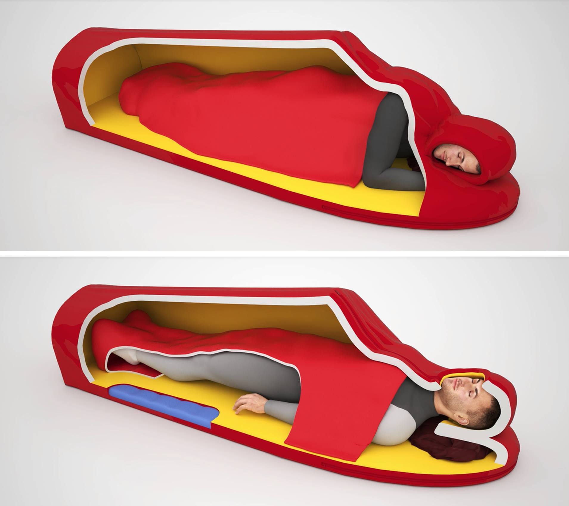 Creative sleeping system for outdoors.