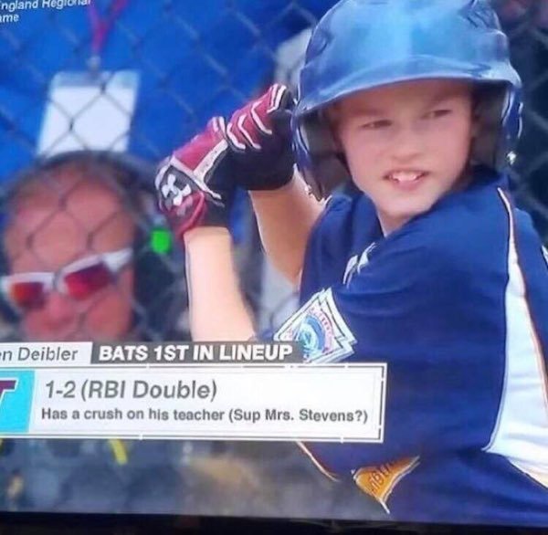 little league world series teacher - ngland Regio di ame n Deibler Bats 1ST In Lineup 12 Rbi Double Has a crush on his teacher Sup Mrs. Stevens?