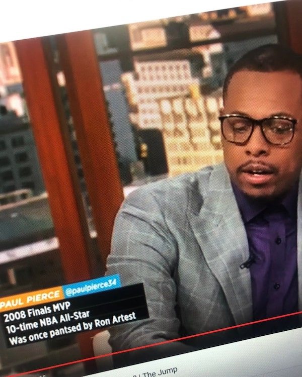 glasses - Paul Pierce 2008 Finals Mvp 10time Nba AllStar Was once pantsed by Ron Artest ni The Jump