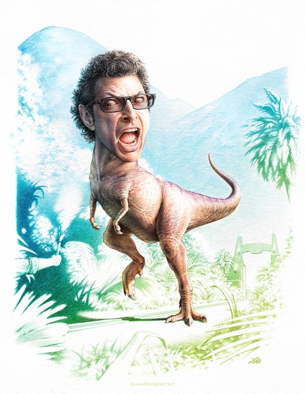 jeff goldblum dinosaur watercolour