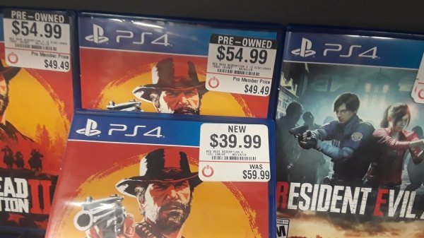 PreOwned $54.99 BPS4 PreOwned $54.99 B PS4 $49.49 Sl Pro Member Price $49.49 B PS4 New $39.99 9. Was $59.99 Esident Vil