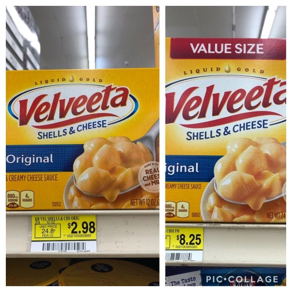 velveeta shells and cheese - Value Size Touid Gol Ouid Gold Velveeta Velveeta Shells & Cheese Shells & Cheese Original ginal Creamy Cheese Sauce Chees and Mii Reamy Cheese Sauce Net Wt 12 Oza Net Wt 24 Er Vel Shells & Chs Orig 24 12012 Unit Pruge S O 24.8