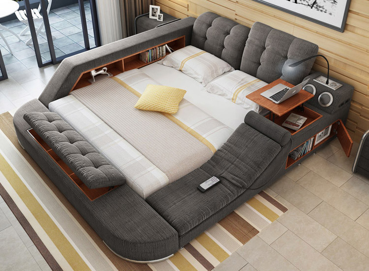 A bed that allows you to work in it.