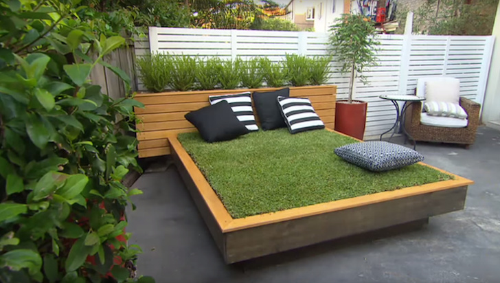 A grass bed for outside.