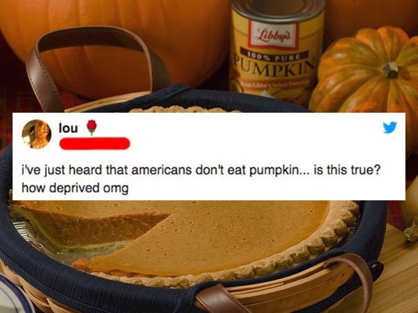 Libby's Los Pure Umpkin lou i've just heard that americans don't eat pumpkin... is this true? how deprived omg