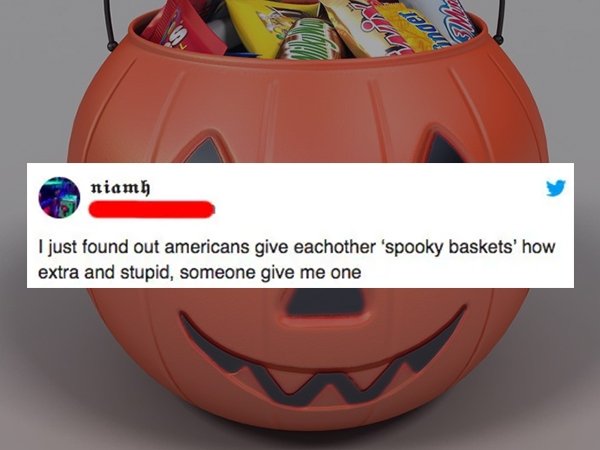 orange - 2 Du niamh I just found out americans give eachother 'spooky baskets' how extra and stupid, someone give me one