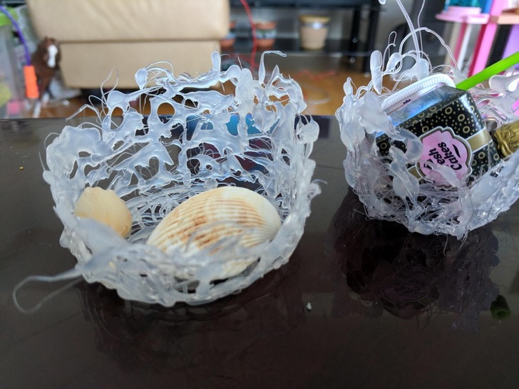 Boyfriend used hot glue to make bowls.