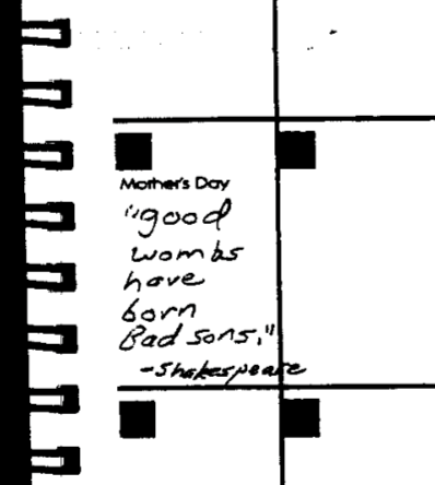 Note written in the planner of Eric Harris, one of the Columbine shooters.