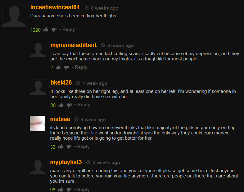 Comments on a porn video.