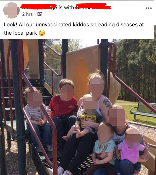 Trashy People - playground - sige is with 2 hrs. Look! All our unnvaccinated kiddos spreading diseases at the local park
