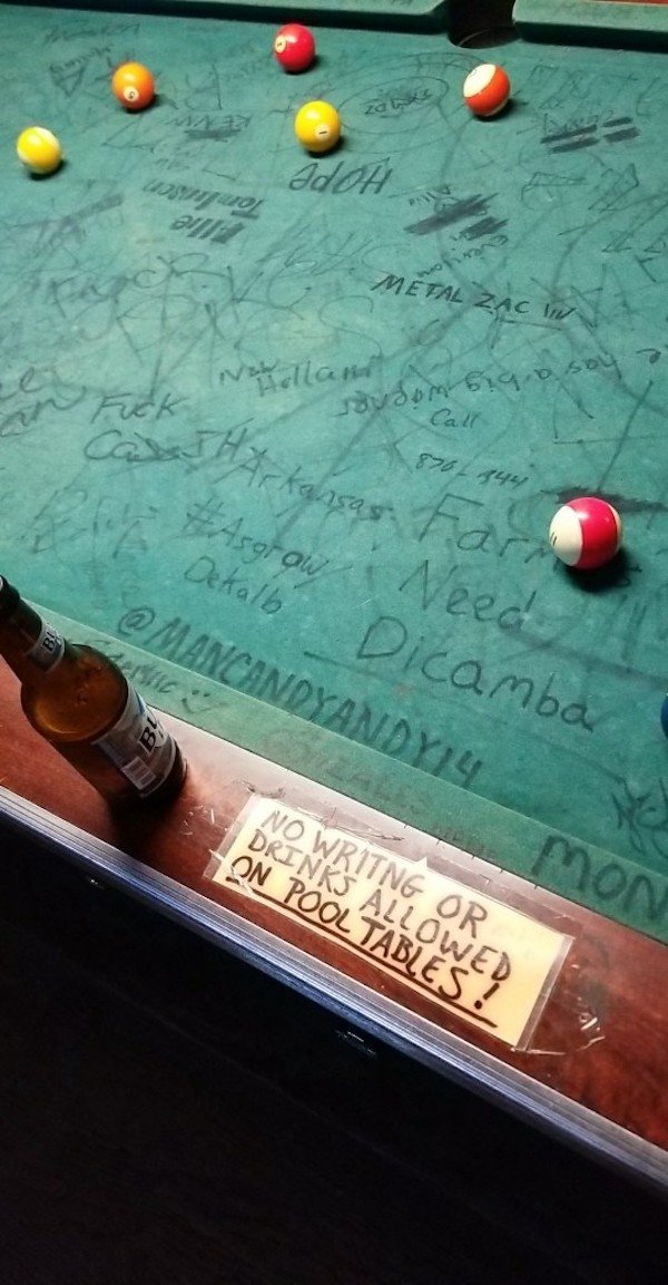 billiard table - Mtal Zac W rok lan can soy Joudon bigo soy 344 Arkansas. Far Need & Dekalb Dicamba No Writng Drinks Allow On Pool Tabl mon