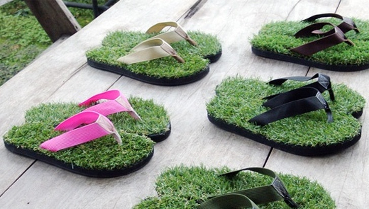 Grassy flip-flops.