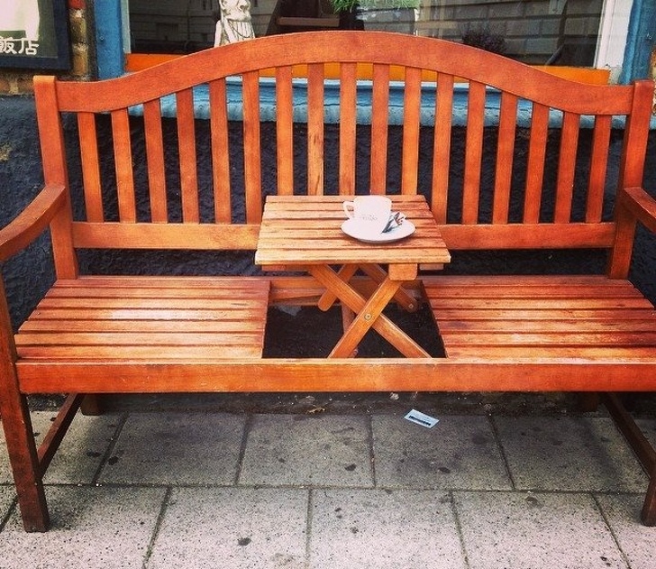 Bench with secret table.