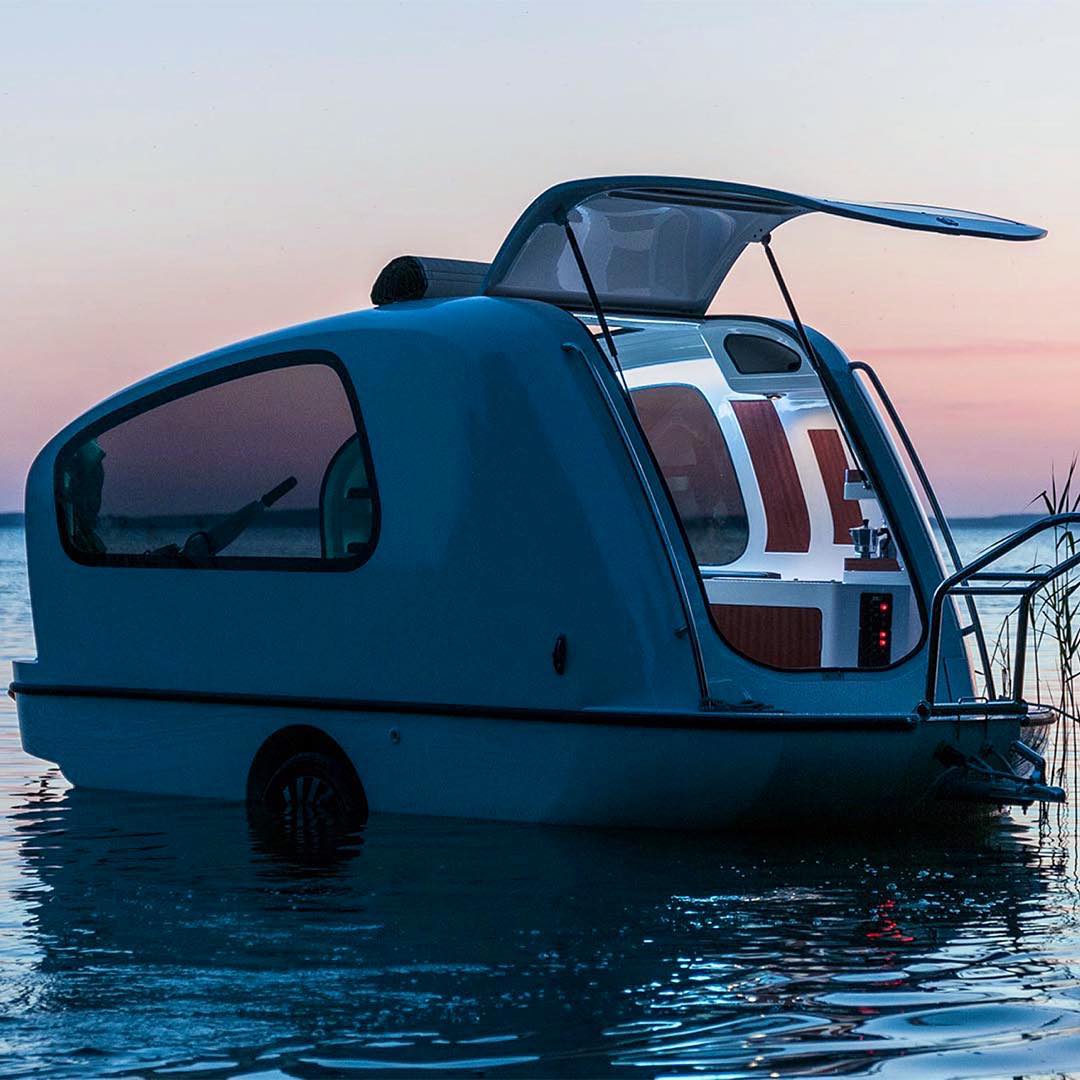 Trailer that doubles as a boat.