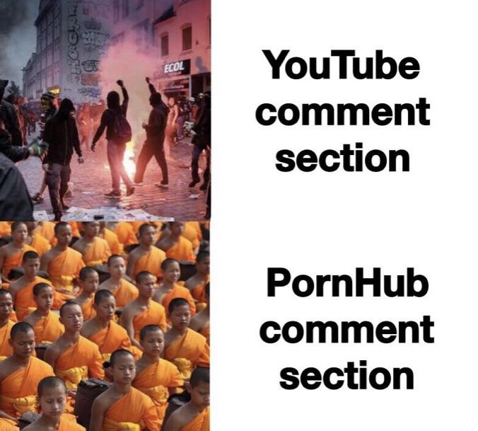 youtube comments vs pornhub comments - Ecol YouTube comment section PornHub comment section