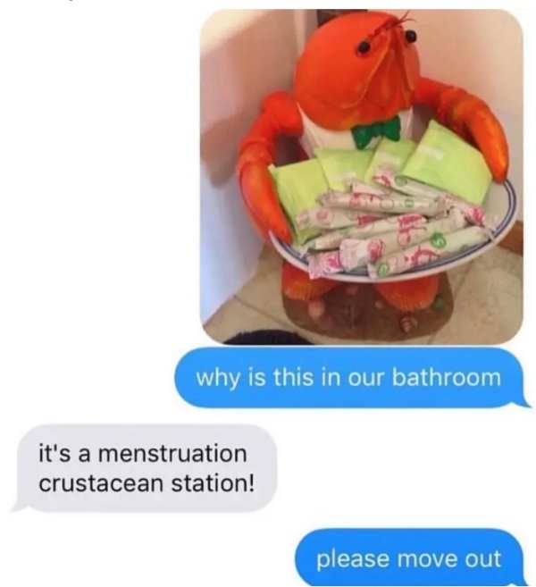 crustacean sanitation station - why is this in our bathroom it's a menstruation crustacean station! please move out