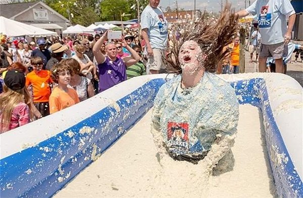 Rolling in grits at the Grits Festival.