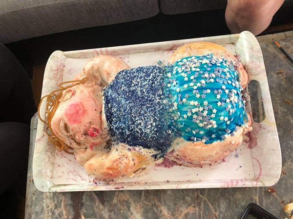 Cake at a baby shower.