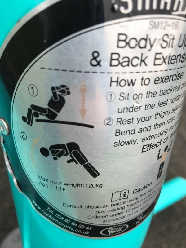 alcoholic beverage - SW1216 Body Sit Ua & Back Extens How to exercise 1 Sit on the backresie under the feet holde 2 Rest your thighs hs azas Bend and then tas slowly, e Owly, extending Ettectore Max user Age 13 user weight g Caution ww.rocklynspo Tel. 028