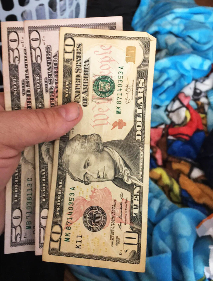 Money in someone's unopened birthday card.